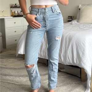 Aritzia citizens of humanity denim ripped straight jeans